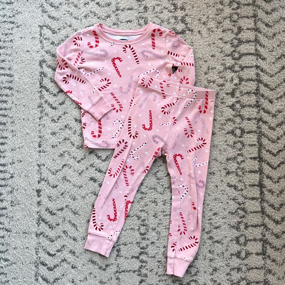 Old Navy Other - Old Navy Toddler Girl Pink Candy Cane Pajamas 3T